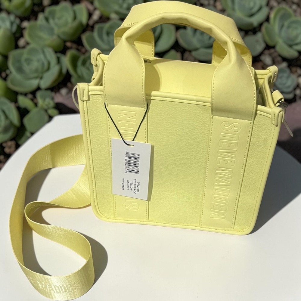 Steve Madden Satchel Women's Yellow Crossbody w/Lemon Pouch BWEBBER-CC Medium - Picture 4 of 11